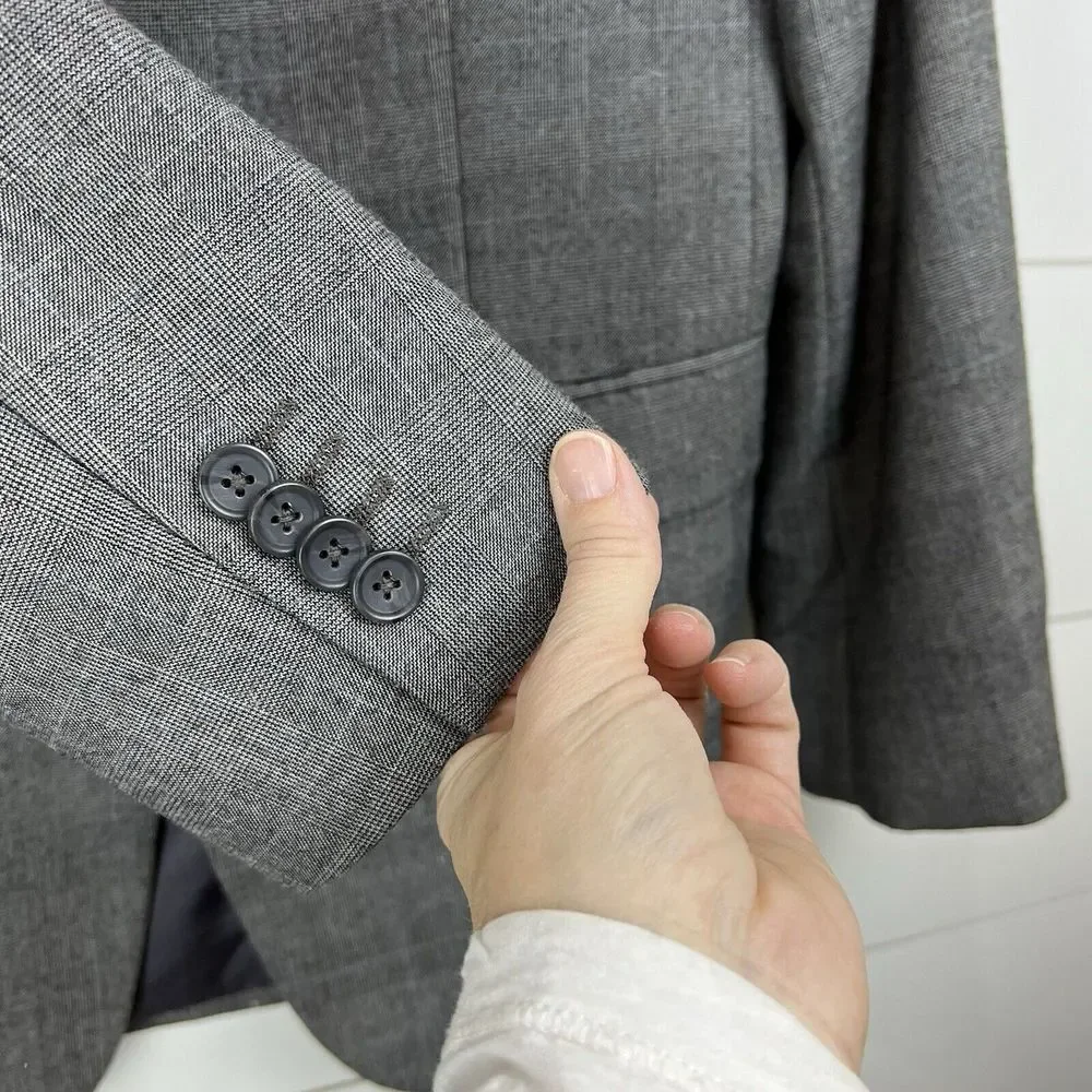 Banana‎ Republic Blazer Jacket Glen Charcoal Men 38R Tailored Slim